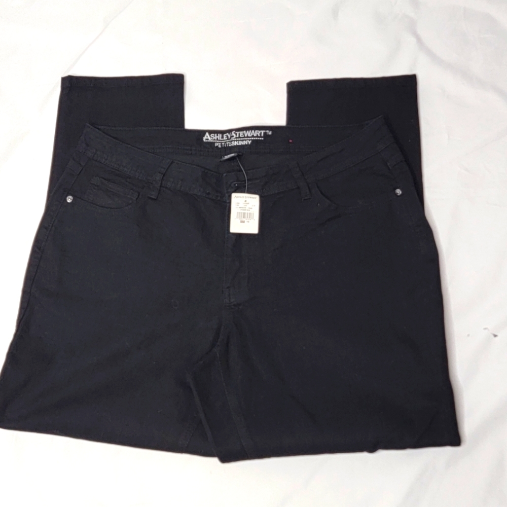 NEW NEW NEW‎ With Tags!!! Ashley Stewart Petite Skinny Black Jeans Size 16. #206